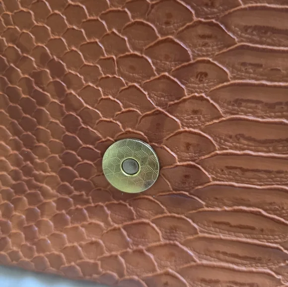 Orange Clutch Purse, inside zipper, 2 additional pockets, magnetic shut, snake t - Picture 7 of 9